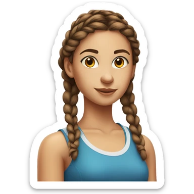realistic portrait of girl, braided brown hair, sporty figure, sunkissed Skin  sticker