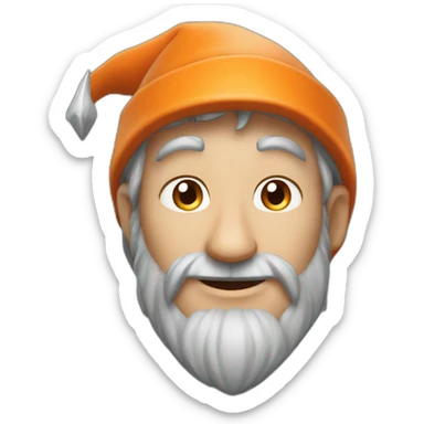 portrait smiling of a wizard style of Merlin, with orange cap in Pixar style sticker