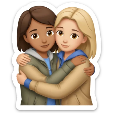 two friends hugging each other warmly sticker