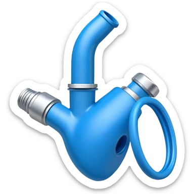 Blue plastic mouthpiece for VO2 max testing with breathing valve, exercise laboratory equipment sticker