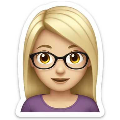 white girl with black hair reading sticker