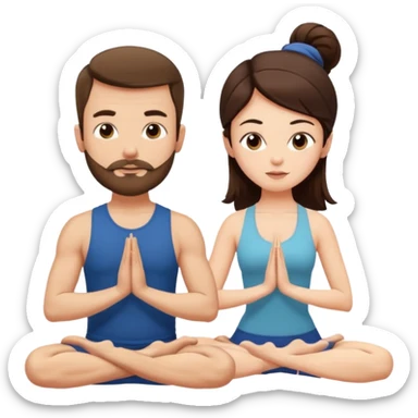 scottish man with stubble, brunette woman doing yoga sticker
