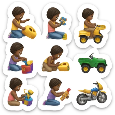 Children playing with toys sticker