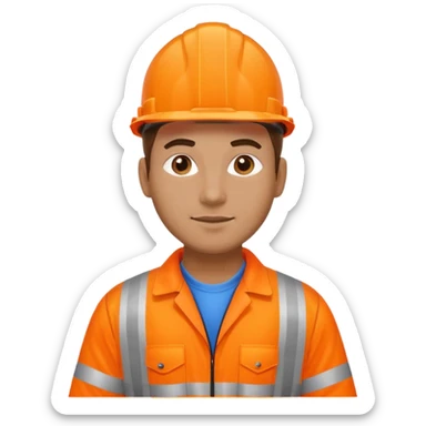 standing man wearing orange high visibility workwear sticker