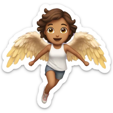 a girl flying with two chicken wings on her back sticker