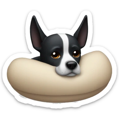 Black dog with pointy ears sleeping sticker