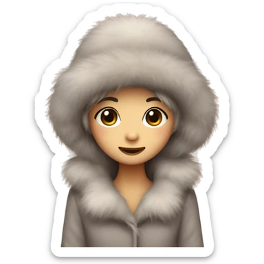 Cute pin k fur hat for winter sticker