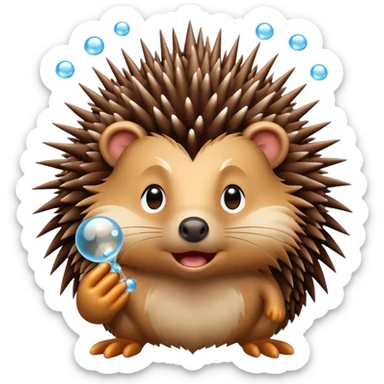 Porcupine blowing bubbles sticker