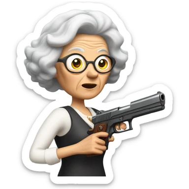 Grandman with a deagle with big recoil but the Gun is store scanner  sticker