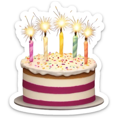 Birthday cake with sparkler candles sticker