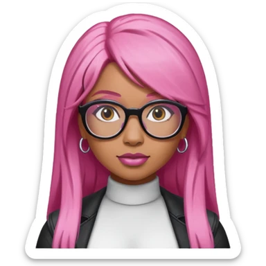 Rapper Nicki Minaj pink hair wear glasses sticker