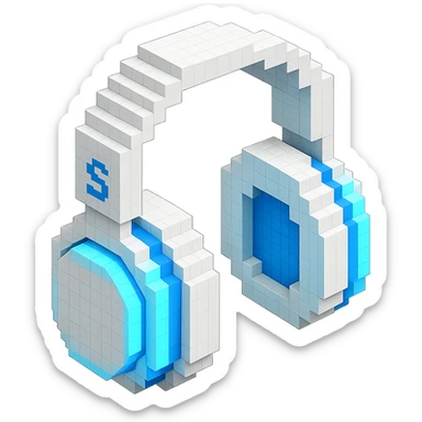 white Sony headphones with glowing blue accents sticker