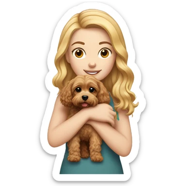 white girl holding cavapoo sticker
