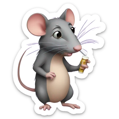 A rat smokes a cigarette sticker