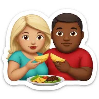 Fat Mexican woman and fat light skinned black guy eating together sticker