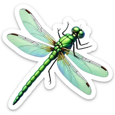 Green dragonfly sticker
