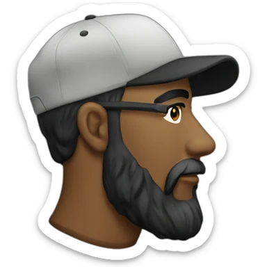 white man with backwards snapback cap side on dark beard sticker