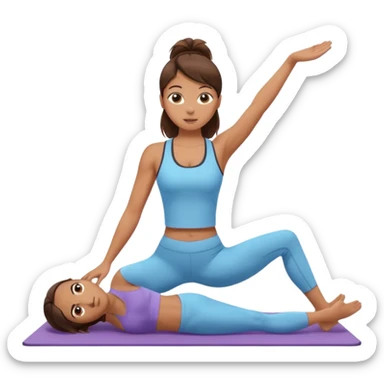 A tanned girl with brunette hair in her 20’s doing Pilates sticker