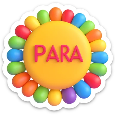colorful 3D circular emoji with the word 'para' in the center in a modern font sticker