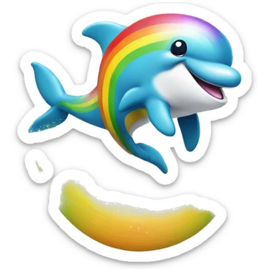 Dolphins jumping over rainbow sticker