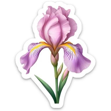 single Soft Pink Iris, straight stem sticker