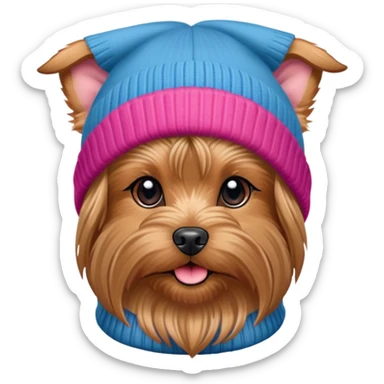 Cute graphic of yorkshire terrier with long beanie hat sticker