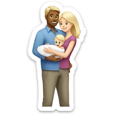 white blonde Husband and wife carrying their infant little daughter sticker