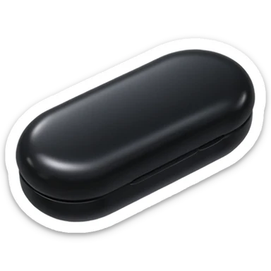 An oval shaped black pill sticker