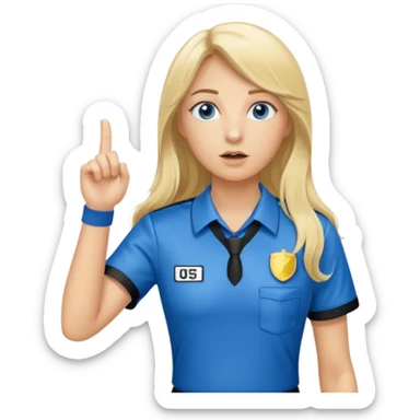 blue eyes blonde girlIN REFEREE UNIFORM STANDING UP LONG HAIR WHISTLE sticker
