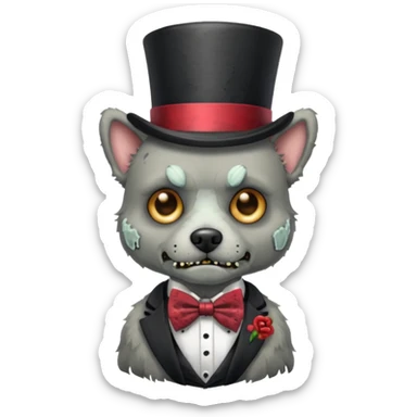 zombie dog with bow tie and top hat sticker
