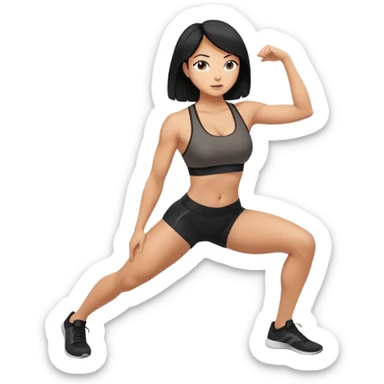 Tan woman with black hair pushing butt outward bent at waist sticker