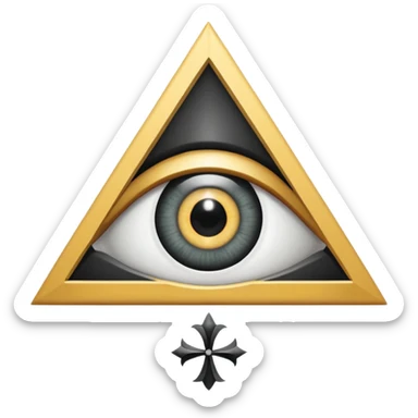 Equilateral triangle with eye in center with hidden Templar cross in pupil sticker