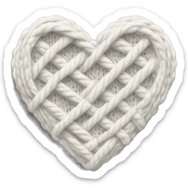white cable knit heart sticker
