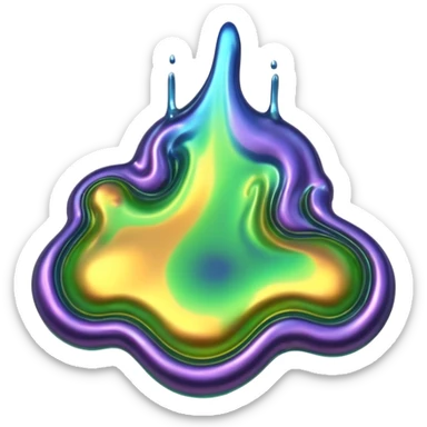 3D render of Oil Slick, toxic waste aesthetic, bubbling liquid, caution metal, industrial warning texture. sticker