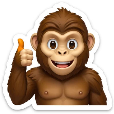 Ape with a thumbs up sticker