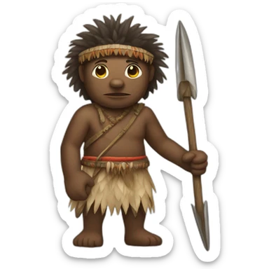 Aborigine with spear in a hand hunting sticker