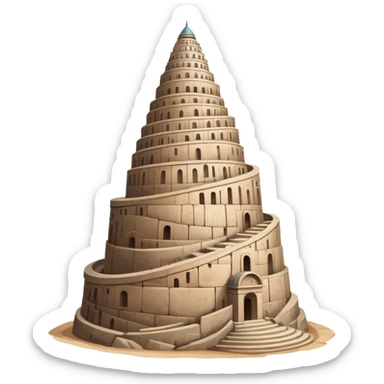 Tower of Babel, spiraling ancient tower reaching to the sky sticker