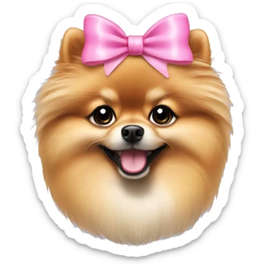 pomeranian with a pink bow sticker
