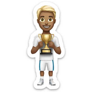 white athlete with winner trophy sticker