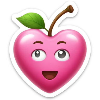 Pink cherry heart  sticker