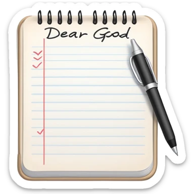 Notepad with "Dear God" written at the top sticker
