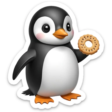 penguin eating penguin biscuits sticker
