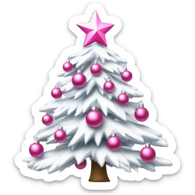 White Christmas tree with pink ornaments￼ sticker