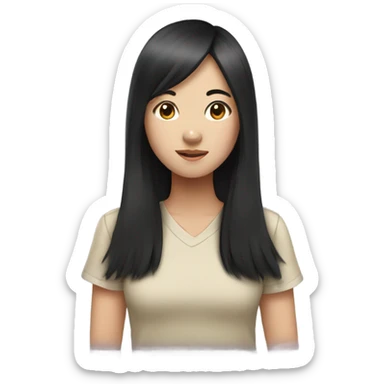 asian girl long black hair standing sticker