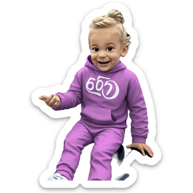 smiling boy sitting by car sticker