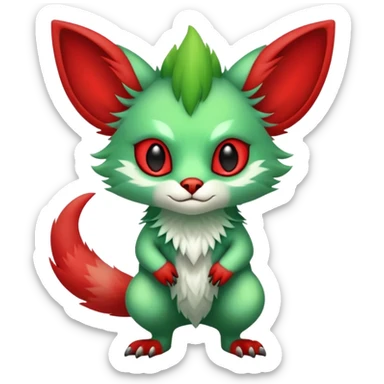 Cute Cool Green Red ethereal Fionbri-Vernid-Trico-animal-creature full body sticker