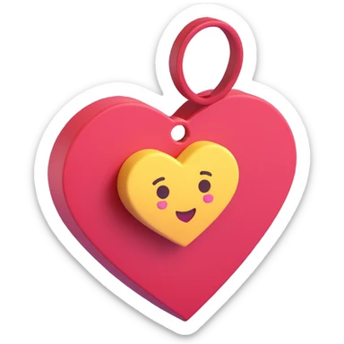 Change the gift tag to a heart shape, keep the microsoft style 3d fluent emojis, no background. sticker