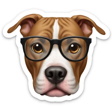 pitbull dog with glasses sticker