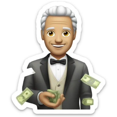 Very rich man with money sticker