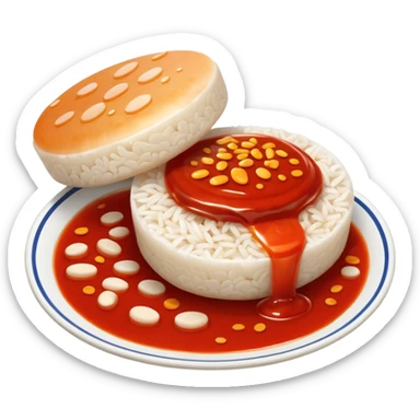 떡볶이, close-up of rice cakes with sauce, cute and simple sticker